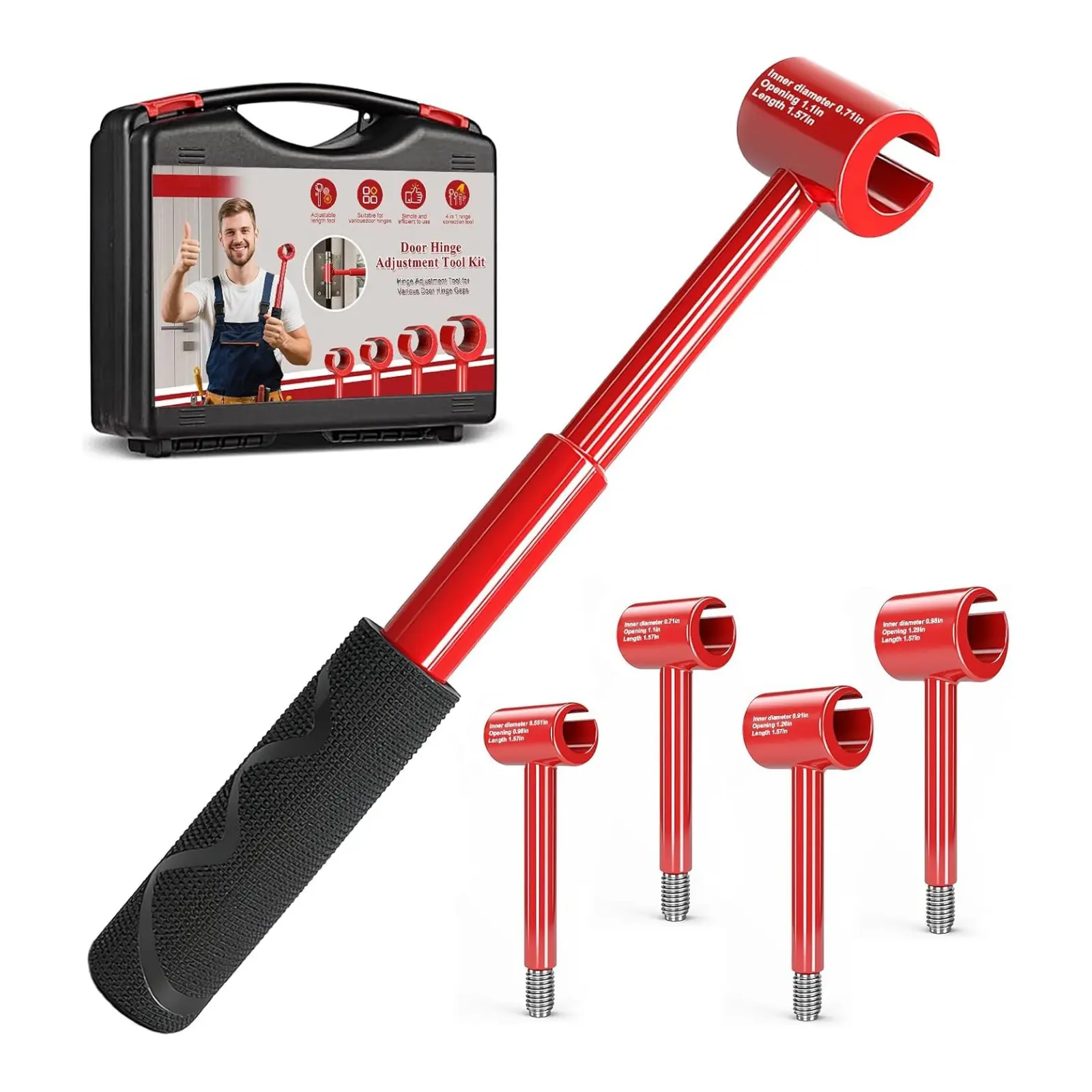4-in-1 Door Hinge Adjustment Tool Kit, Hinge Gap Adjusting Wrench for Door Alignment, Installation and Repair, Residential & Commercial Use