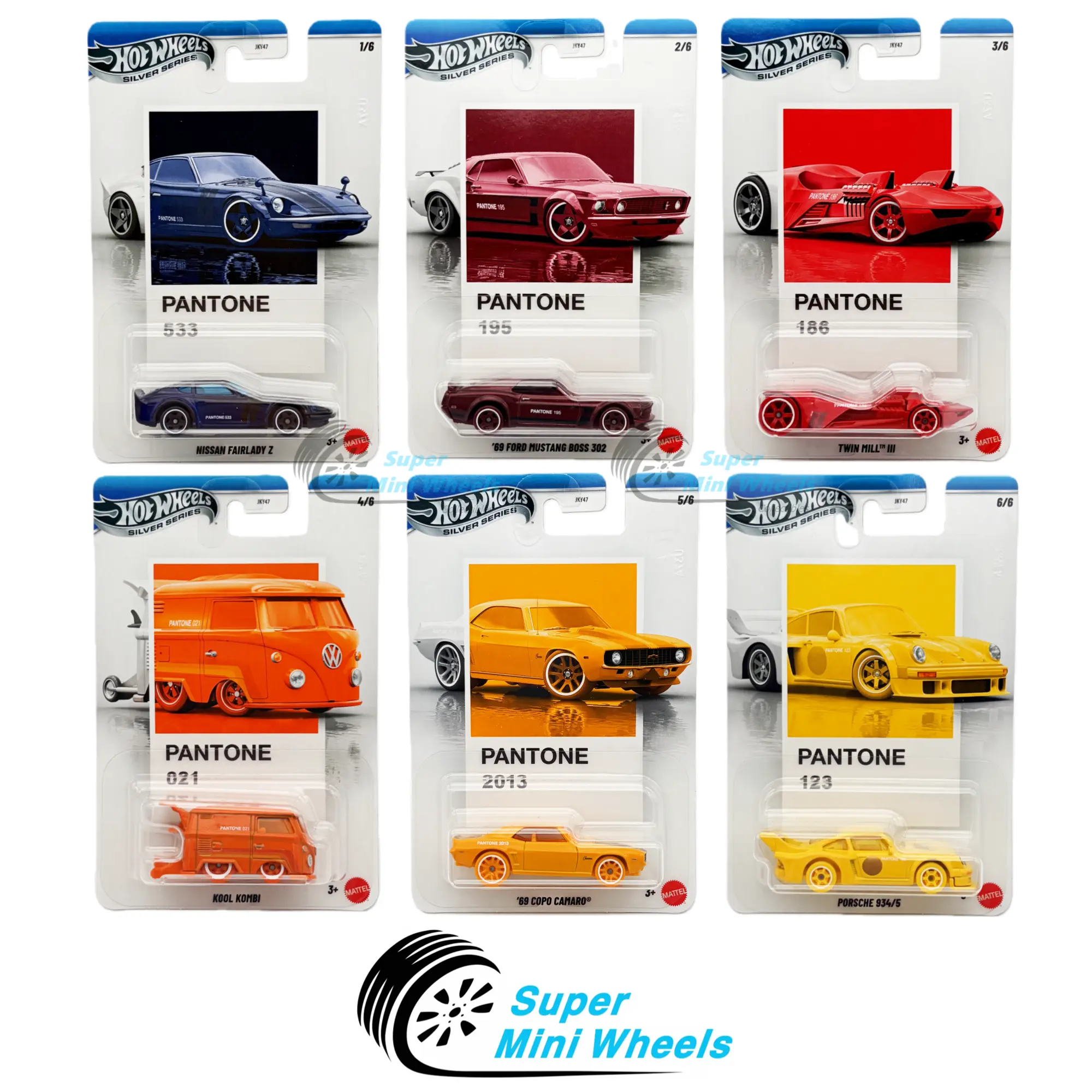 Hot Wheels 1:64 Silver Series 2025 Pantone A - 6 Cars Set