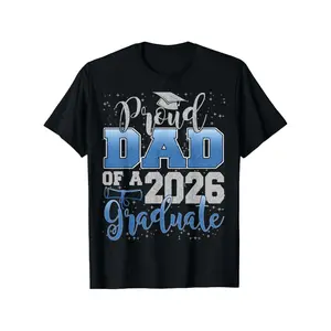 Proud Dad of a 2026 Graduate T-Shirt, Class of 2026 Graduation Dad Tee, Blue Silver Graduation Party Shirt, Proud Father Casual Cotton Top