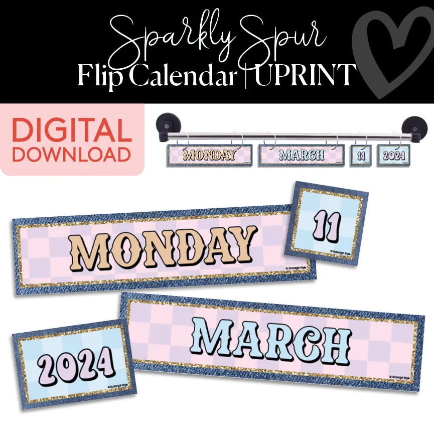 Printable Classroom Flip Calendar | Sparkly Spur