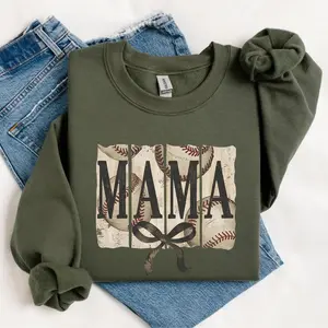 Baseball Mama Coquette Bow Sweatshirt T-Shirt, Sports Mom Tee, Retro Baseball Mom T-Shirt, Mother's Day Gift, Cute Game Day Shirt, Baseball Season Top