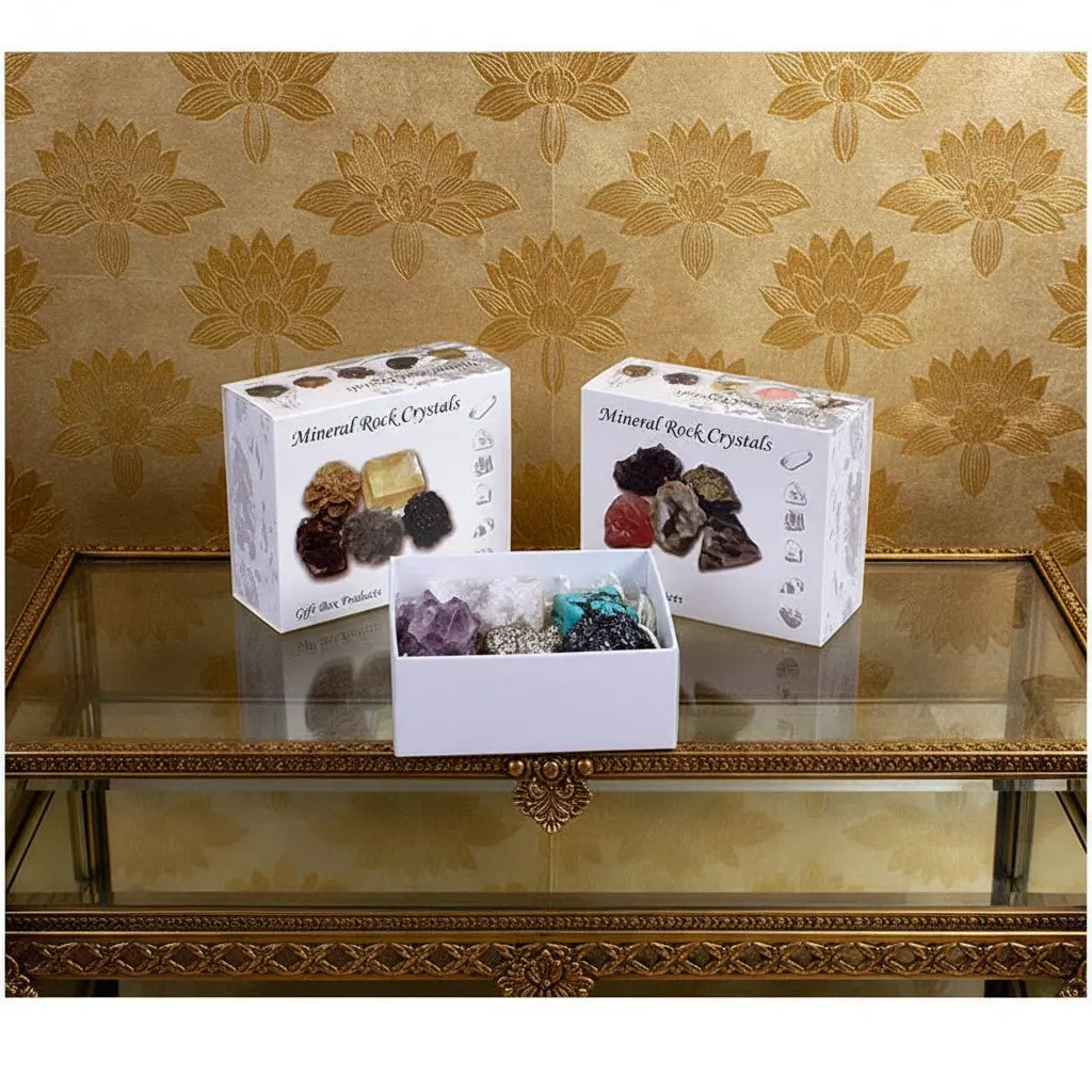 Natural Crystal Ore Mineral Gift Box Set – Raw Crystal Clusters & Mineral Specimens (270g)