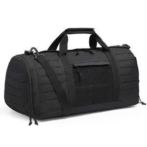 【Summervibes】VEVOR Tactical Duffle Bag, 45L Gym Bag Duffle with Molle Design and Shoe Compartment, Military Travel Bag for Men and Women, Tactical Gear Bag for Overnight, Sports, Fitness, Clothing, Travel, Black