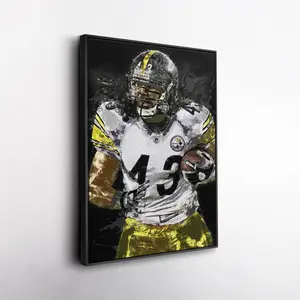 Troy Polamalu Wall Art ? Pittsburgh Steelers Canvas Print, NFL Football Decor, Framed Poster Gift for Fan Room, Man Cave, or Office ( Unframed - Print Only )
