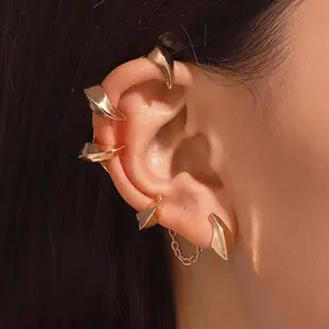 Gothic style geometric rivet holeless special-shaped ear clip punk retro niche fashion accessories