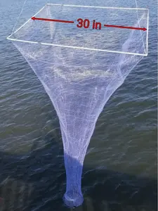 30" Ballyhoo Live Bait Drop Net Kit | Long Rope + Carry Bag + Free Chum Bag | Catch Fresh Bait Fast!