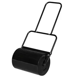 Lawn Roller Water Filled Pull Behind 20inch Garden Drum Roller Push/Tow Behind, Water/Sand Filled Roller for Garden, Lawn, Backyard (Black)