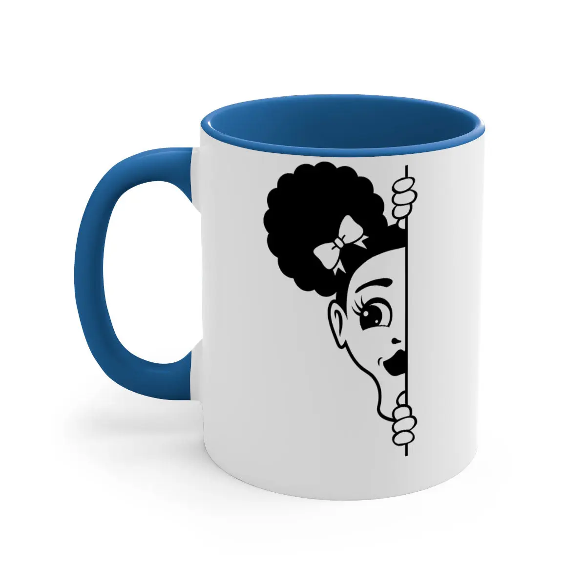 afro puffs girl peekaboo 82#- Black women - Girls-Mug / Coffee Cup Ceramic Drinkware