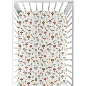 Sweet Jojo Designs Fitted Baby Crib Sheets (Woodland Mushroom) for Boys or Girls, Infant Nursery, Toddler Room - Standard Size (Colorful, Watercolor, Toadstool, for the Forest Animals Collection)