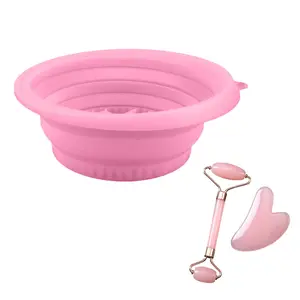 Foldable Facial Ice Bowl Scraping Roller Set, Portable Silicone Safety Material, Reusable Cold Therapy Scraper, Essential Facial Care Tools