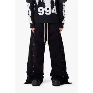 mnml Wide Panel Side Snap Pants - Black