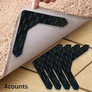 Non-slip Carpet Sticker, 4 Counts Non-slip Area Rug Sticker, Prevent Rugs from Moving and Rolling Edges, Suitable for Living Room Dining Room Bathroom Rugs, Floor Rug Pads