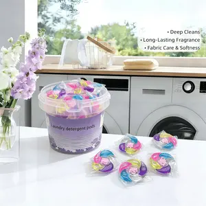 New 10g 6-In-1 Laundry Liquid Capsules, 30 Pieces Per Pack, 550g Bucket, Long-Lasting Scent, Gentle Wash, Color Protection, Effective Stain Removal, Laundry Detergent Pods