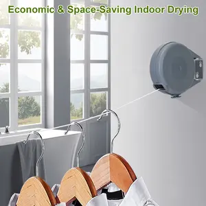 Retractable Clothesline Outdoor 49FT PVC Automatic Washing Dryer Cord Easy Hanging Rope For Wet Dry Clothes
