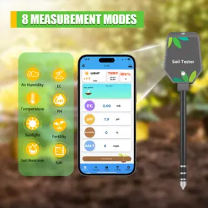 YAGO Bluetooth Soil Tester 8-in-1 Smart pH Meter for Plants Soil Moisture EC Temp Fertility Salt Light Intensity App Control