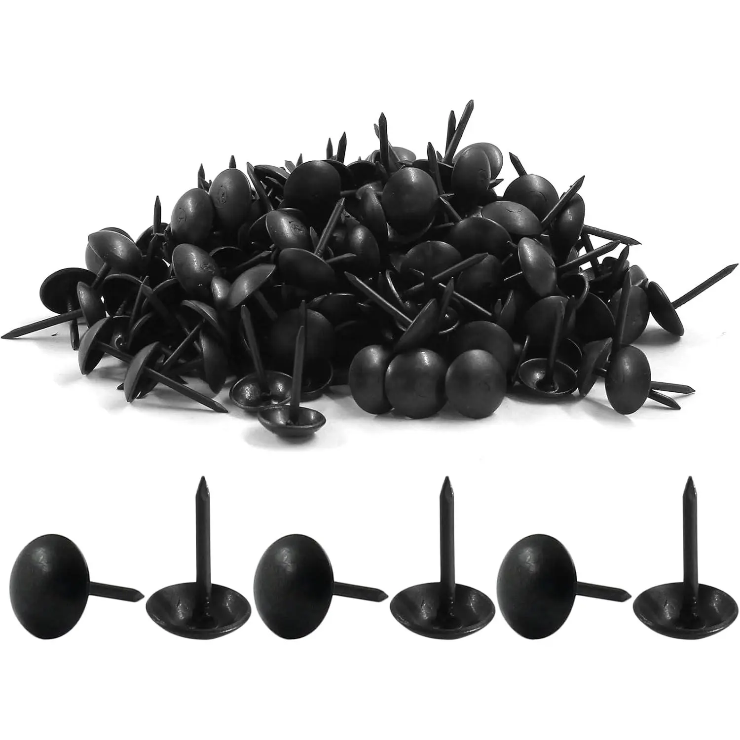 200 count Black Upholstery Tacks Antique Metal Thumb Tacks Round  Upholstery Pins for Upholstered Furniture Cork Board DIY Projects or  Decor 9 x 15mm