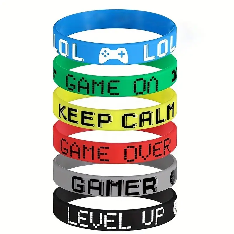 TOOUEE 6PCS Colorful Motivational Silicone Wristbands 1/2" Inspirational Stretch Rubber Bracelets Unisex Birthday Party Favors for Women Men Teens Gifts Bracelet Bundle