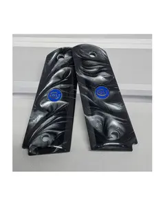 1911 Grips Acrylic Pearl Black w/Blue Colt Medallions   Panels