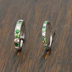 St. Patrick's Day Nose Hoops 8mm 18G/20G Surgical Steel Hinged Clicker Green Nose Stud/Hinged CZ Crystal Hoop Ring/Nose Stud Septum Ring