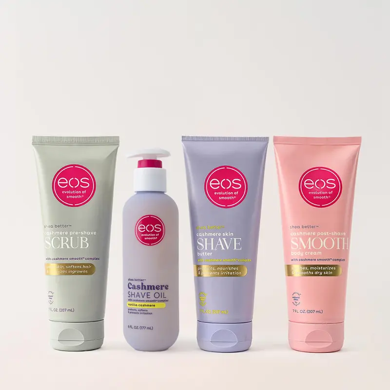 Cashmere Skin Collection Bundle, Vanilla Cashmere Shave Routine 4-Piece Set, Scrub, Shave, Moisturize