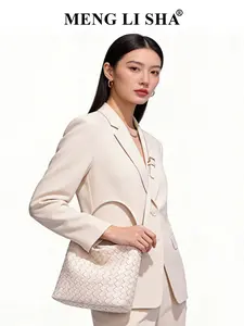 New Handmade Woven Tote Bag for Women, Luxury Bucket Bag, Lazy Style Commute Shoulder Crossbody Handbag, Large Capacity Leather Bag