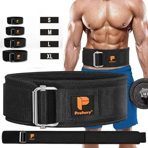 Preferry Self-Locking Weight Lifting Belt, Premium Weightlifting Belt for Men and Women, Black Nylon Deadlift Weight Belt for Functional Fitness, Gym, Squat, Workout, Crossfit and Olympic Athletes