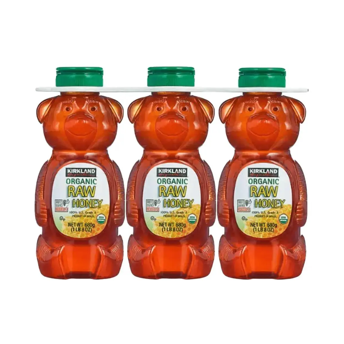 Kirkland Signature Organic Raw Honey 24 oz 3-count Natural Sweet Flavor High-Quality US Honey for Baking & Tea Organic & Raw Flavor Sweet Natural Flavor