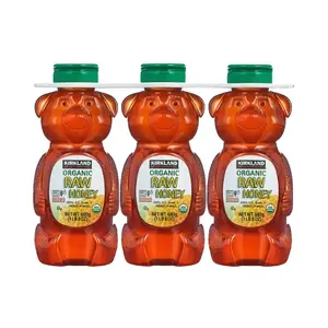 Kirkland Signature Organic Raw Honey 24 oz 3-count Natural Sweet Flavor High-Quality US Honey for Baking & Tea Organic & Raw Flavor Sweet Natural Flavor