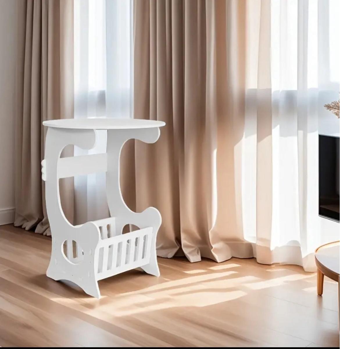 Multifunctional Bedside Table with Books and Magazines Storage - Compact Durable Plastic Design, Ideal for Small Spaces, Perfect for Living Room