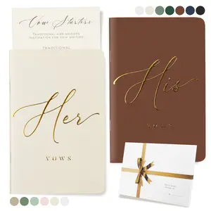 ARTESORI Wedding Vow Books His & Hers - Wedding Registry Gifts Ideas for Bride & Groom, Vow Books for Wedding - Soft-Touch, Gold-Foiled, 28 Lined Pages Vow Book for Her & Him [Ivory & Terracotta]