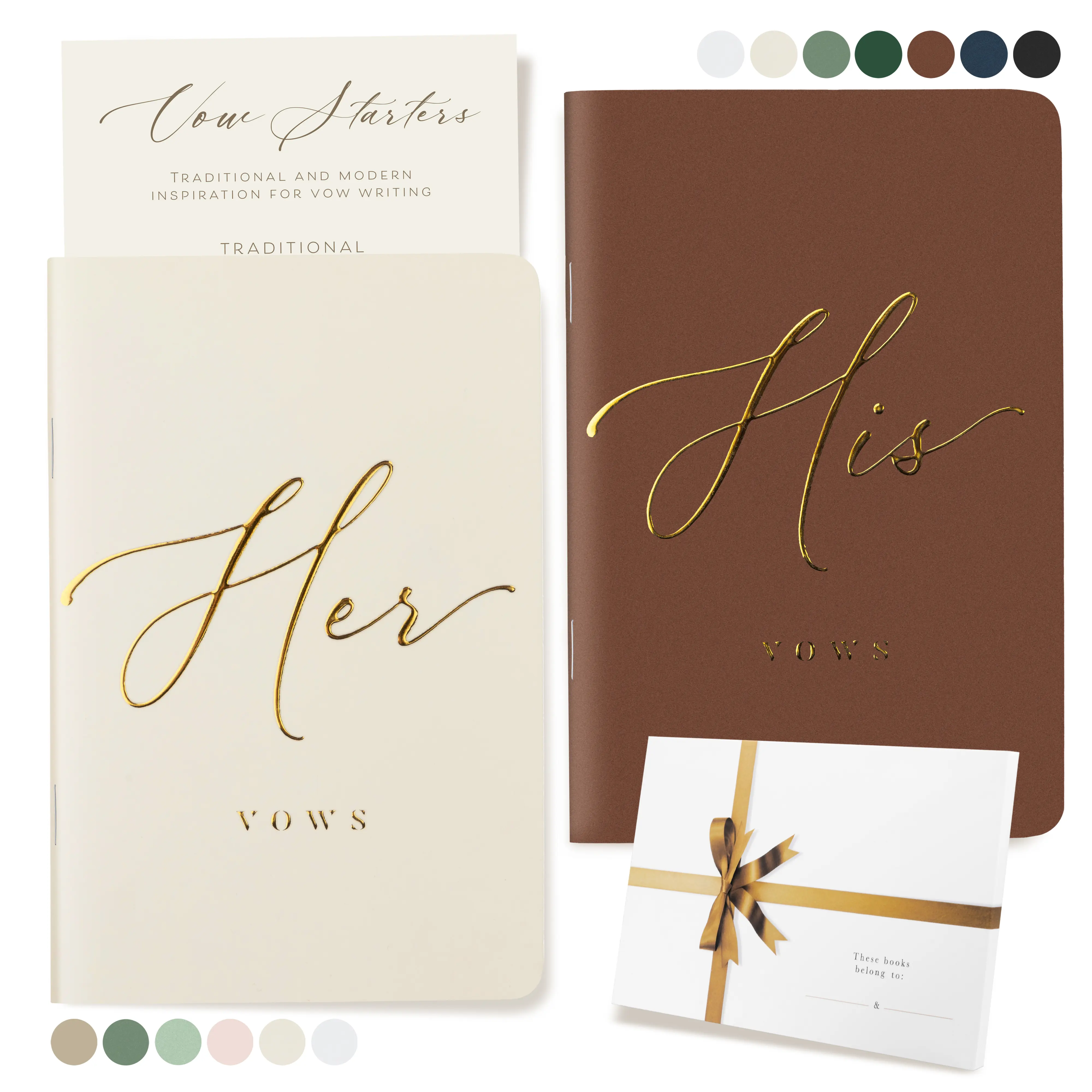 ARTESORI Wedding Vow Books His & Hers - Wedding Registry Gifts Ideas for Bride & Groom, Vow Books for Wedding - Soft-Touch, Gold-Foiled, 28 Lined Pages Vow Book for Her & Him