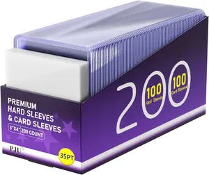 [USA Stock] - 200 Card Sleeves Top Loaders (100 Toploaders + 100 Penny Sleeves) for Cards, 3" x 4" Hard Plastic Toploaders, Baseball Card Protectors, Trading Card Holder for Football Sports Cards