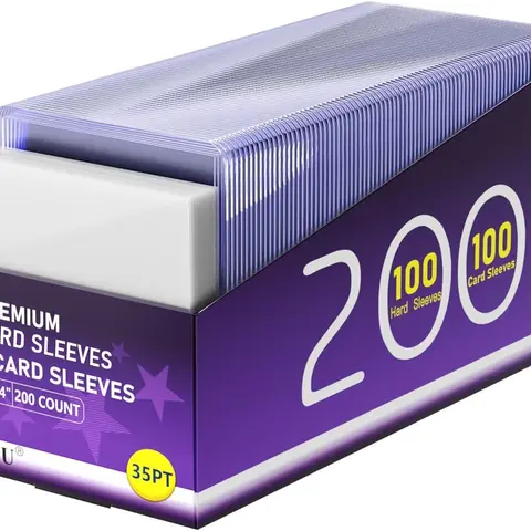[USA Stock] 200-Count Trading Card Protectors Kit - 100 3"x4" Hard Plastic Toploaders + 100 Penny Sleeves, Acid-Free PVC, for Baseball, Football Cards, Amateur Traders