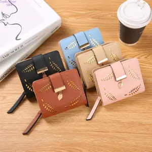 Women's 2026 Trendy Short Bi-Fold Wallet, Korean-Style with Hollow Leaf Design, Zipper Coin Pocket, Multiple Card Slots, Lightweight Slim Purse for Daily Use, Shopping, Travel,summervibes