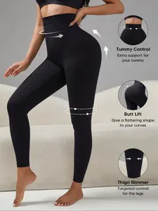 Women's High-Waisted Shapewear - Black Seamless Compression Pants with Highly Elastic Sculpting Fabric & No-Roll Waistband Shaping Leggings