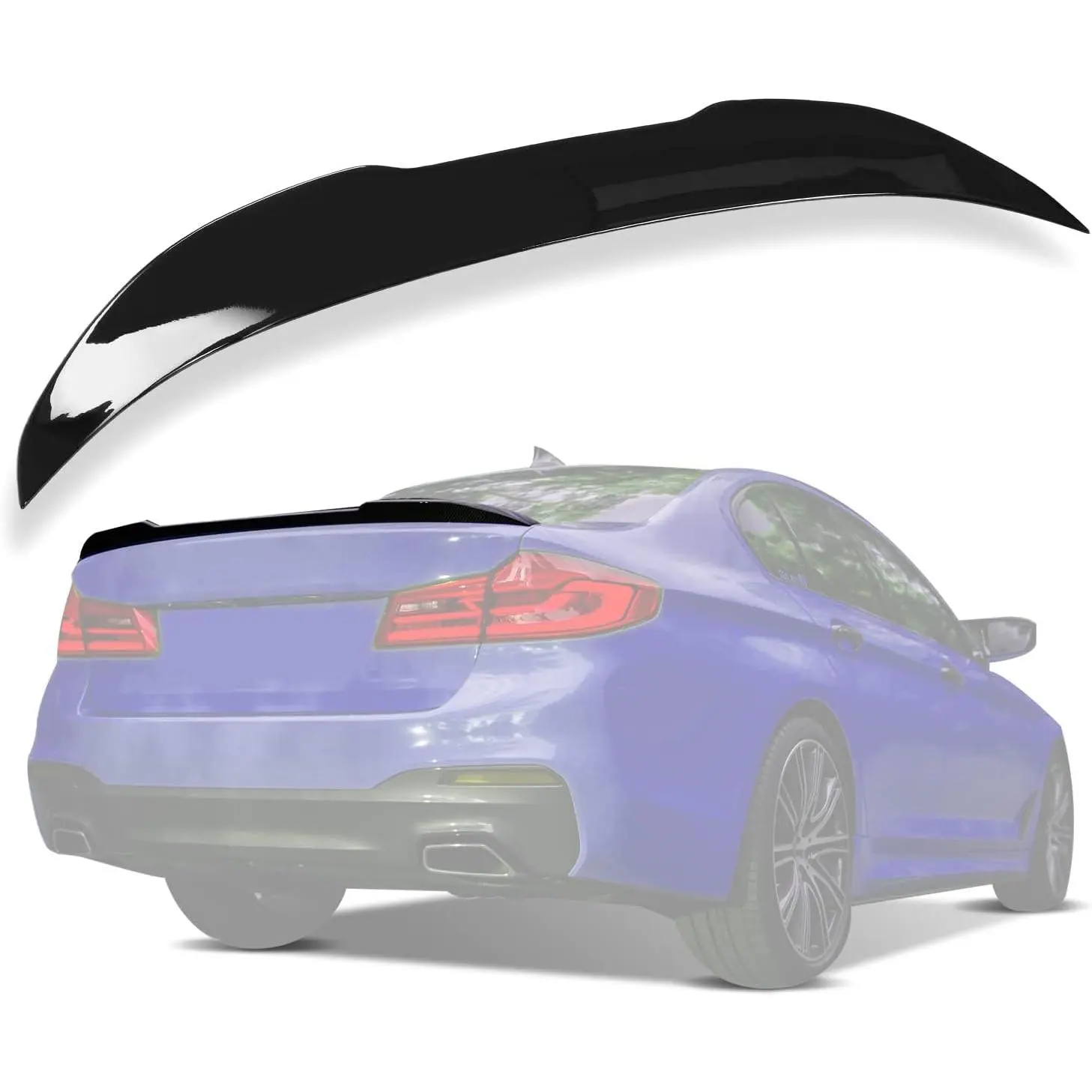 KQQIO Vehicle-Specific Rear Trunk Lip Spoiler Lid, Automotive ABS Plastic Glossy Black Part, Car Accessory Compatible with 2010-2017 BMW F10 F18 528i 535i 535d 550i M5 4-Door Sedan (Carbon Fiber-Style Finish), Rear Spoiler