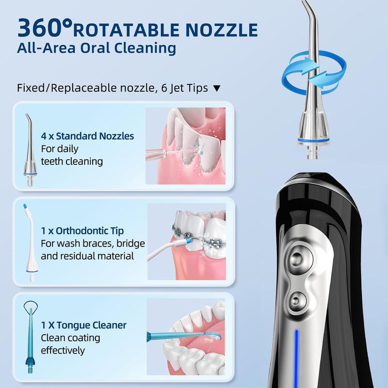 NBGRLVS Water Dental Flosser - 6 Modes, 320ML Portable & Rechargeable, IPX7 Waterproof - Home and Travel Oral Care