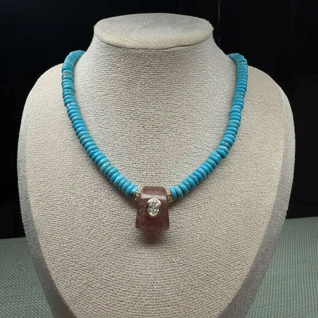 Mosaic Peruvian Puka Charm Necklace