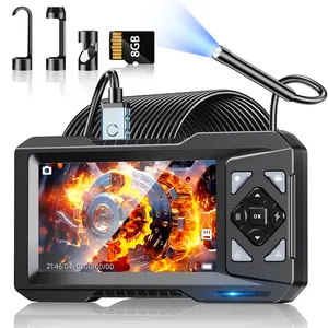 Aikokk Endoscope Camera with Light & 8GB Card, 1080P HD Borescope Inspection Camera 4.3" IPS Screen, 5.5mm IP67 Waterproof Probe with 6 Adjustable LEDs,16.4FT Semi-Rigid Cable, Tools, Gadgets for Men