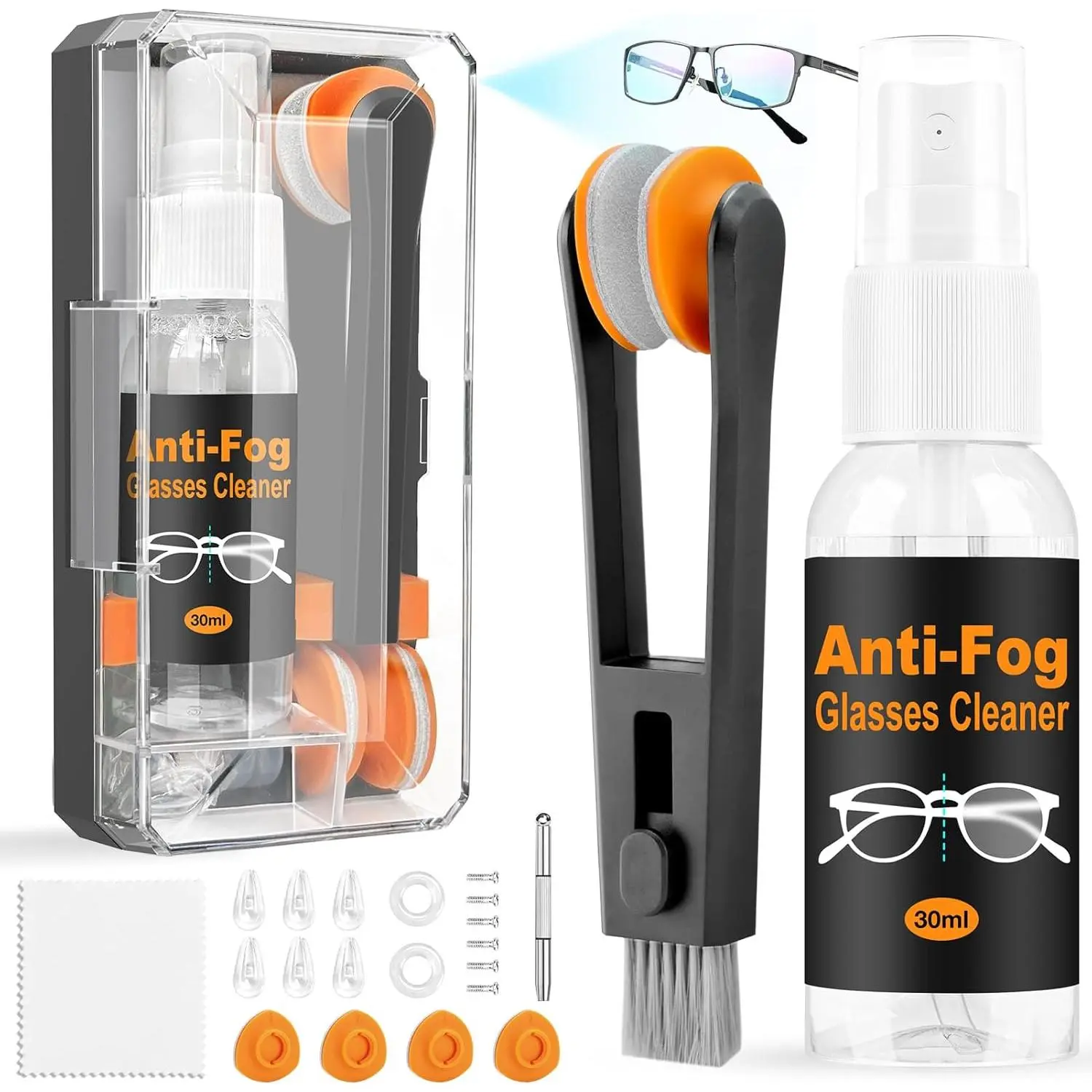 Glasses Cleaner Eyeglass Cleaning Kit with 24H Anti Fog  for Glasses and Microfiber Cloth, Portable Eyeglass Cleaner Tool Lens Wipes Cleaning kit for Camera Lenses
