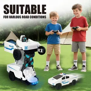 Transformable Remote Control Car, RC Stunt Car, Robot Toy Vehicle, One-Button Transformation, 360° Rotation and Drift, LED Lights, Birthday Gift