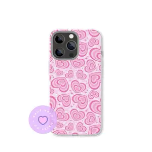 Pink Hearts  Design Clear Phone Case Insert for iPhone Models - Premium Photo Paper Material, Case Insert Only