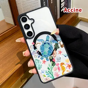 Magnetic Phone Case Compatible with Samsung Galaxy S23 Ultra S24 Plus S25 Edge S22+ FE Oceanic Delight Ensemble Clear Acrylic Hard Back Soft TPU Edge Non-Yellowing Protective Cover