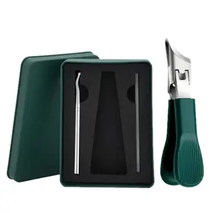 3-Piece Green Eagle Beak Nail Clipper Set – Thick Nail Clipper, Ingrown Toenail Lifter & Nail File | Heavy-Duty Pedicure Kit for Thick & Ingrown Nails, Stainless Steel Grooming Tools for Home or Travel