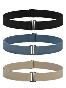 Comfortable Elastic Invisible Waist Belt for Men and Women, Adjustable Stretchy Waistband, Pack of 3, Simple and Versatile