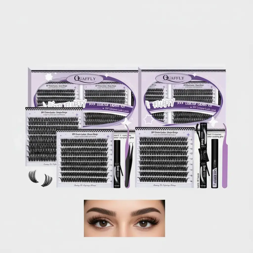 Lash Kit Bundle, 60D and 80D Mixed Length Individual Makeup False Eyelashes Hybrid Lash Set with Tweezers, Glue, and Glue Remover, Natural Look Cosmetic Eyelash Extension Nylon Eyelash Extensions for Women, Volume Lashes Kit, Lengthening Volumizing Lashes