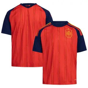 Spain Football Jersey Home Away 2026 World Cup España RFEF Crown Crest Red Navy Vertical Stripe Texture Fan Shirt Men Women Loose Casual Streetwear Spring Fall Sport Idol Supporter Gift Tee