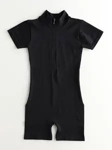 Women's High Elasticity Yoga Jumpsuit, S Curve Tight Fit Gym, Moisture-Wicking Zipper Neckline, Waist Cinching Butt Lifting Sportswear