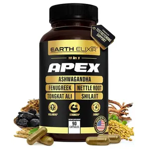 Earth Elixir Apex Men’s Daily Vitality Support – 11-in-1 with Ashwagandha, Tongkat Ali, Shilajit, Zinc + Vitamin D