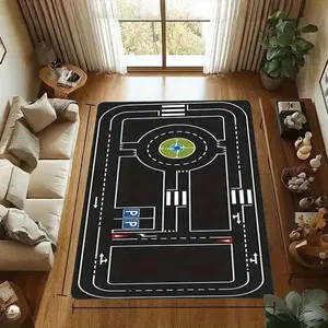 1pc Child Playmat Highway Simulated City Traffic Playroom Area Rug Carpet for Home Living Room Bedroom Sofa Kids Floor Mat